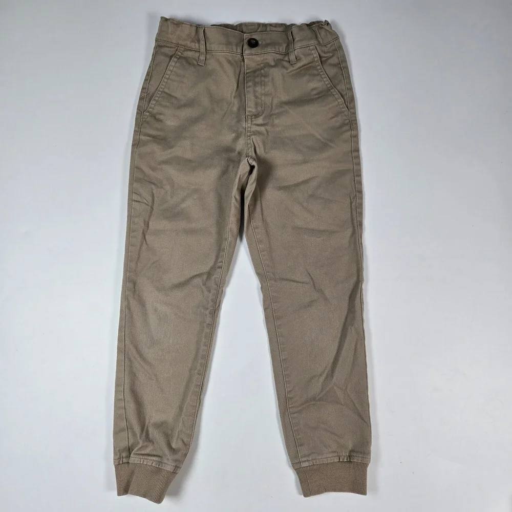 Janie and Jack Jogger Pants Boys 7 Khaki Tan‎ Twill Chino Stretch Casual Tapered